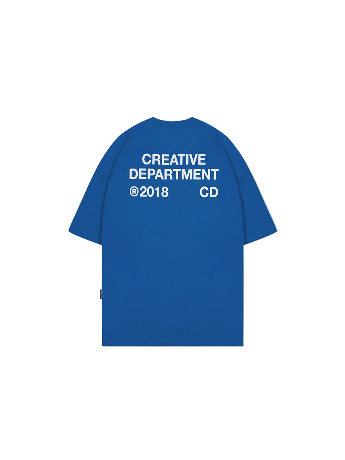 Camiseta boxy fit RETERNITY CREATIVE DEPARTMENT color azul, algodón y estampado CD blanco