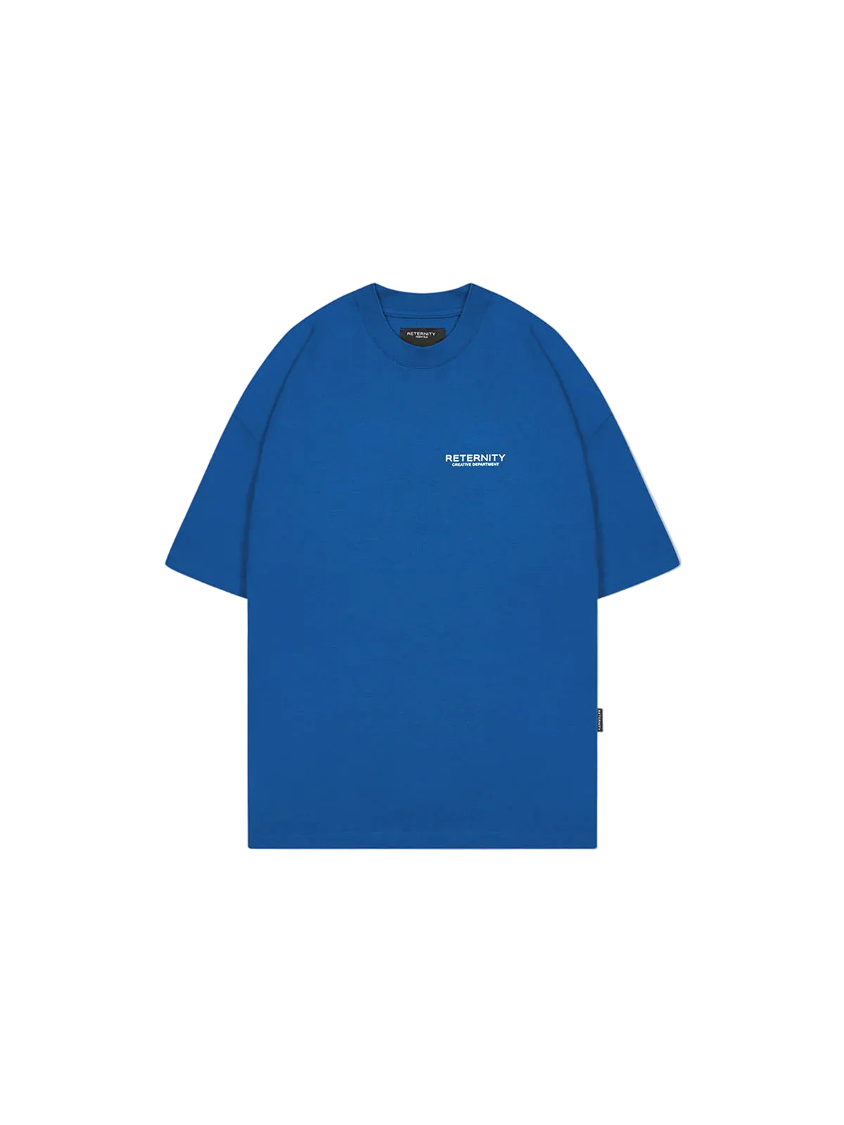 Camiseta boxy fit RETERNITY CREATIVE DEPARTMENT color azul, algodón y estampado CD blanco