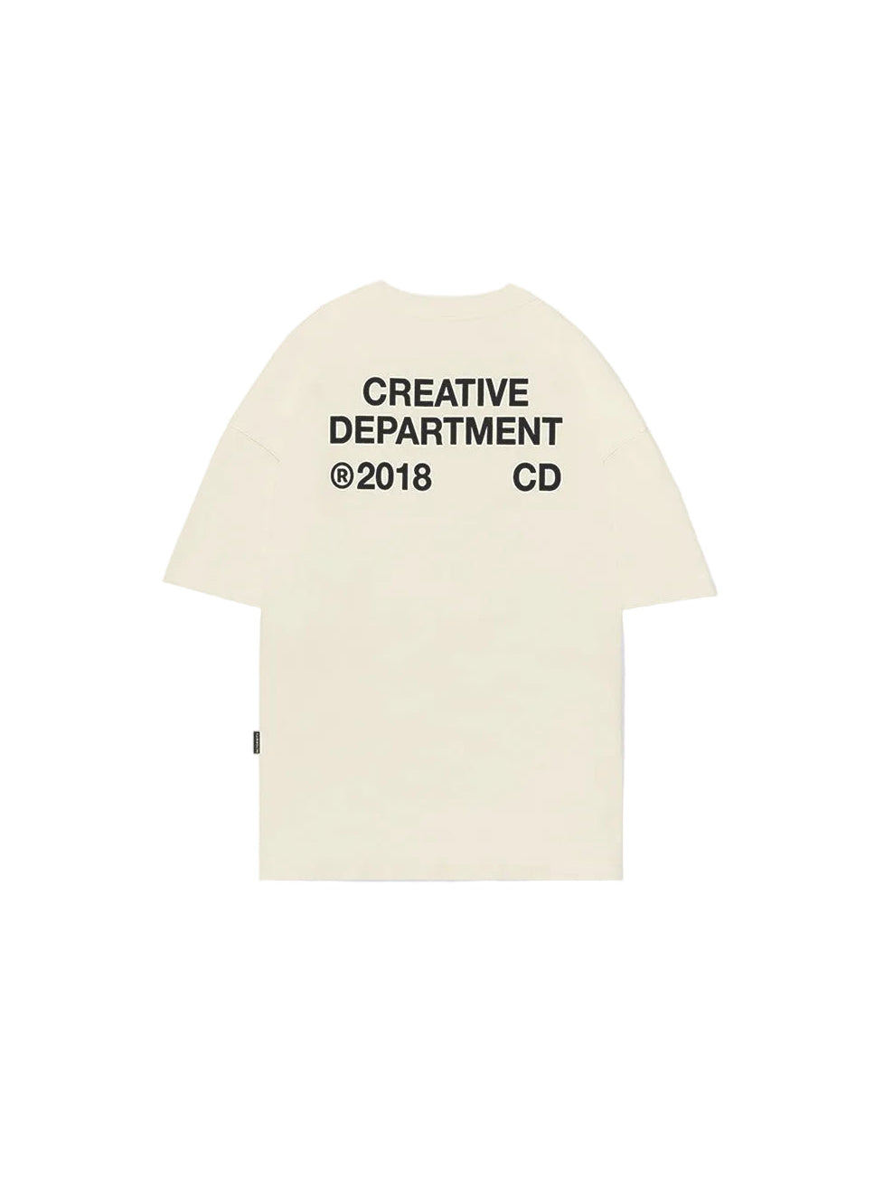 Camiseta boxy fit RETERNITY CREATIVE DEPARTMENT color crema, algodón y estampado CD blanco