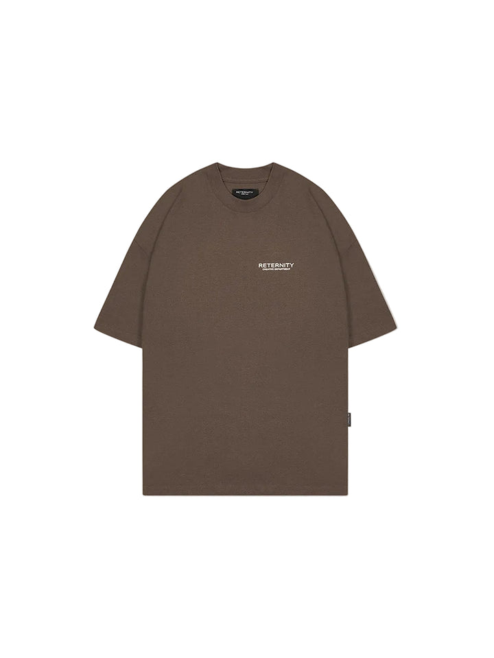 Camiseta boxy fit RETERNITY CREATIVE DEPARTMENT color marron, algodón y estampado CD blanco