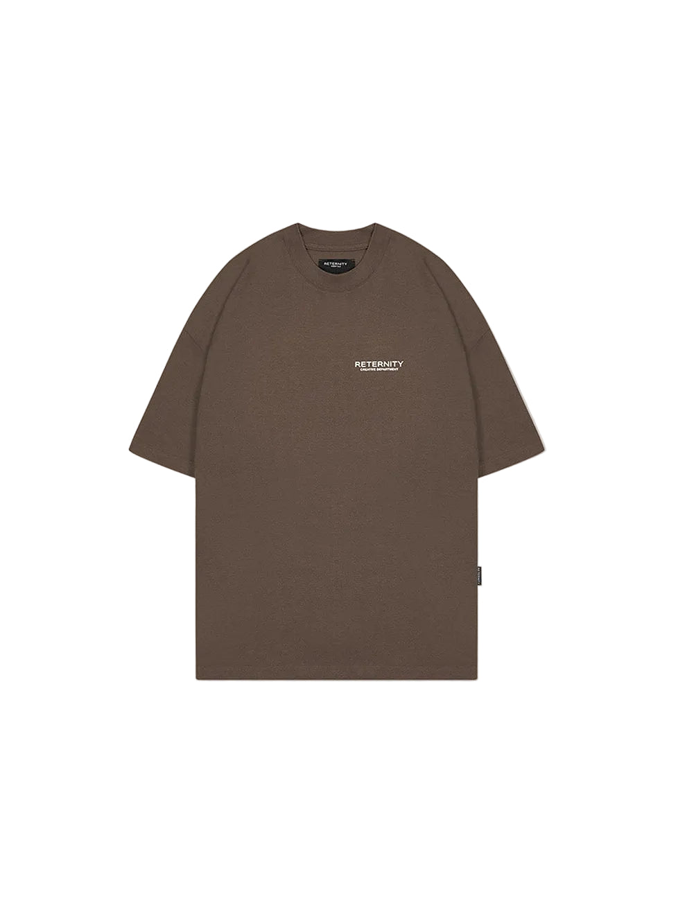 Camiseta boxy fit RETERNITY CREATIVE DEPARTMENT color marron, algodón y estampado CD blanco