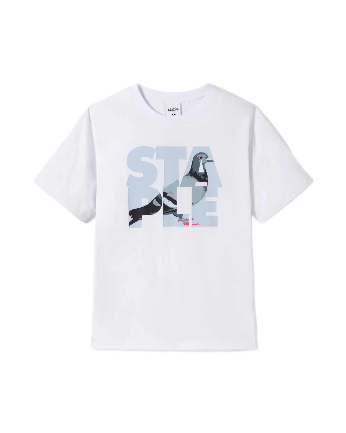 camiseta Logo Fill Tee blanca de Staple, Corte Regular Fit. Gráfico frontal serigrafiado logo paloma. 100% Algodón.