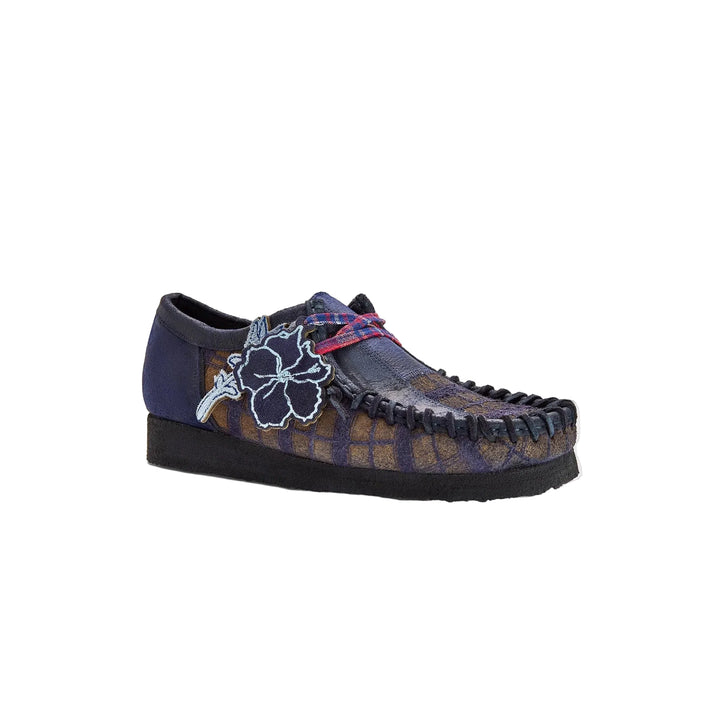 Wallabee Clarks Nicholas Daley ante tartán azul rojo con fob cardo escocés