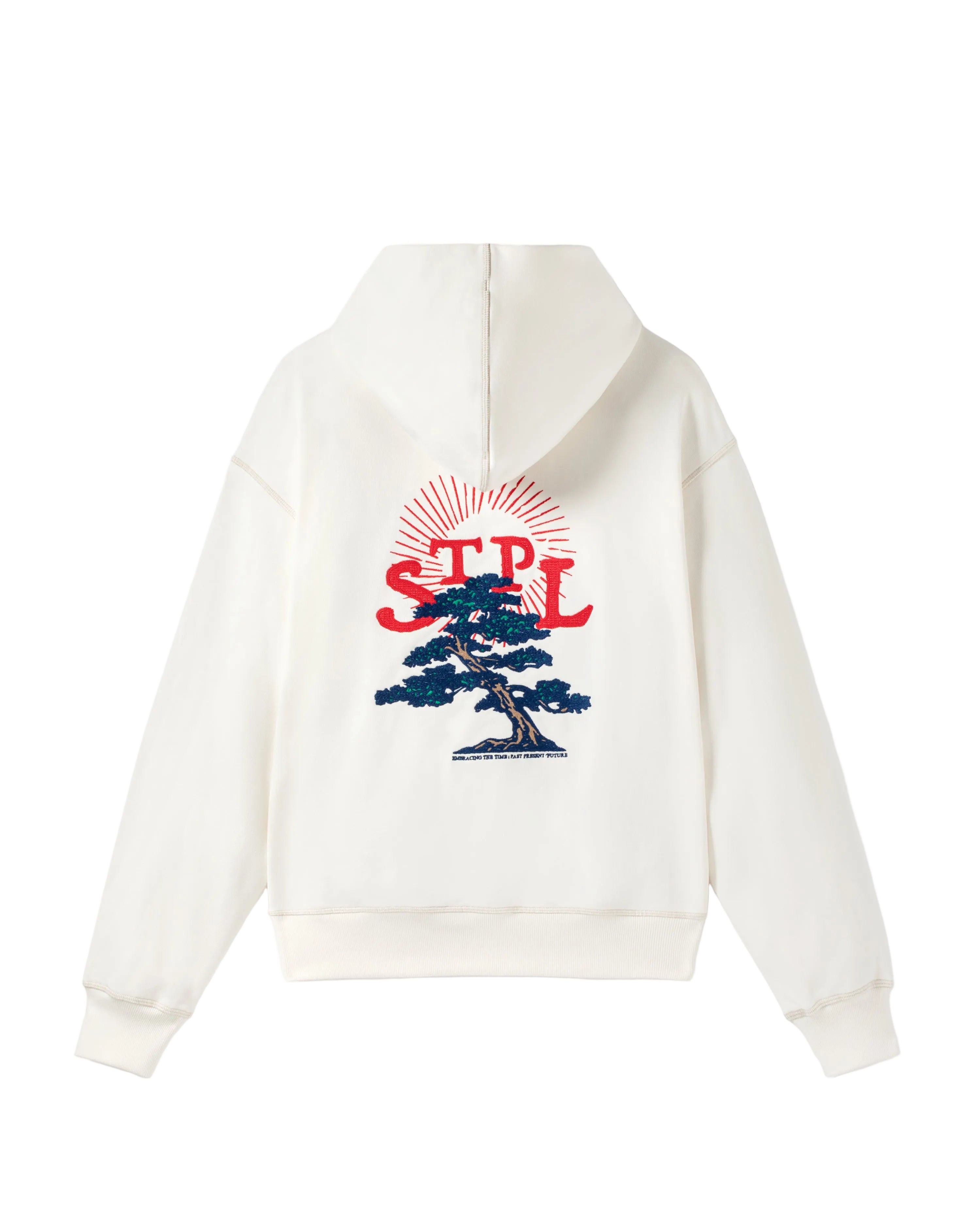 sudadera STAPLE Bonsai Zip Up 430 gsm bordado espalda capucha white