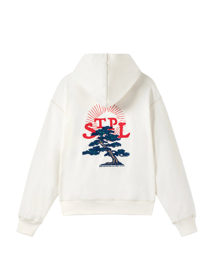 sudadera STAPLE Bonsai Zip Up 430 gsm bordado espalda capucha white