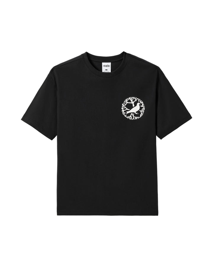 Camiseta Staple Pigeon Juniper Graphic Tee Negro detalle serigrafía pecho izquierdo