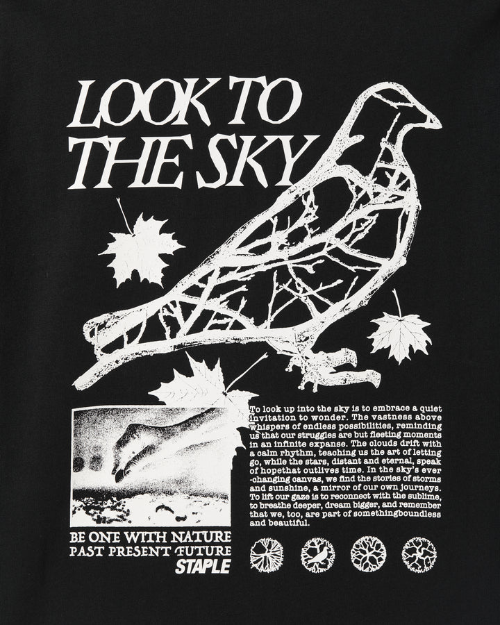 Camiseta Staple Pigeon Juniper Graphic Tee Negro detalle gráfico espalda Look To The Sky