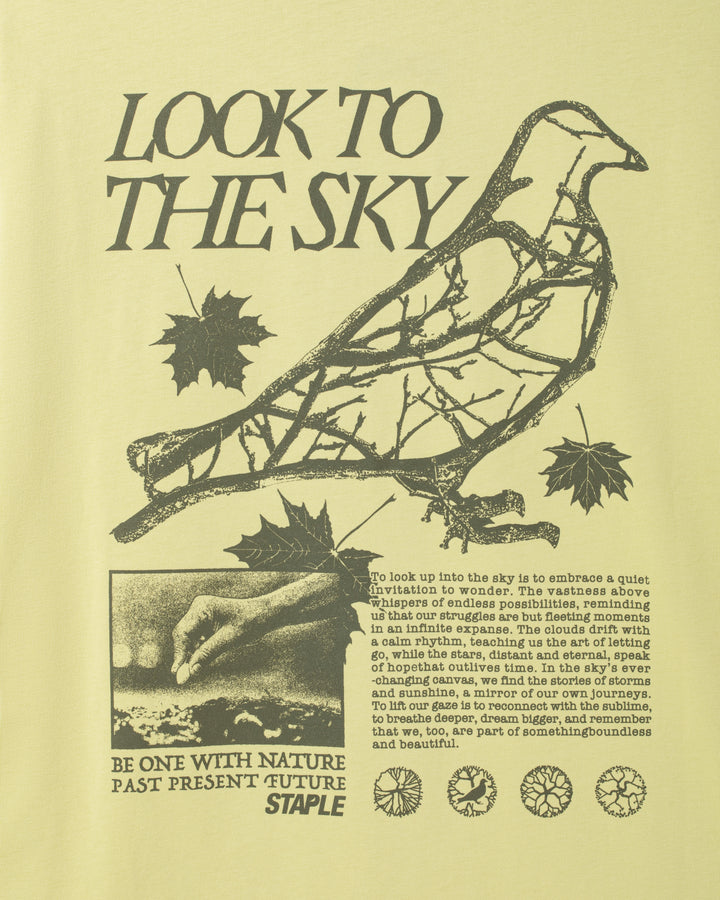 Camiseta Staple Pigeon Juniper Graphic Tee Amarillo detalle gráfico espalda Look To The SkySky
