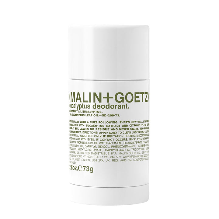 MALIN+GOETZ Desodorante Eucalyptus 73g frasco blanco fondo neutro vista frontal