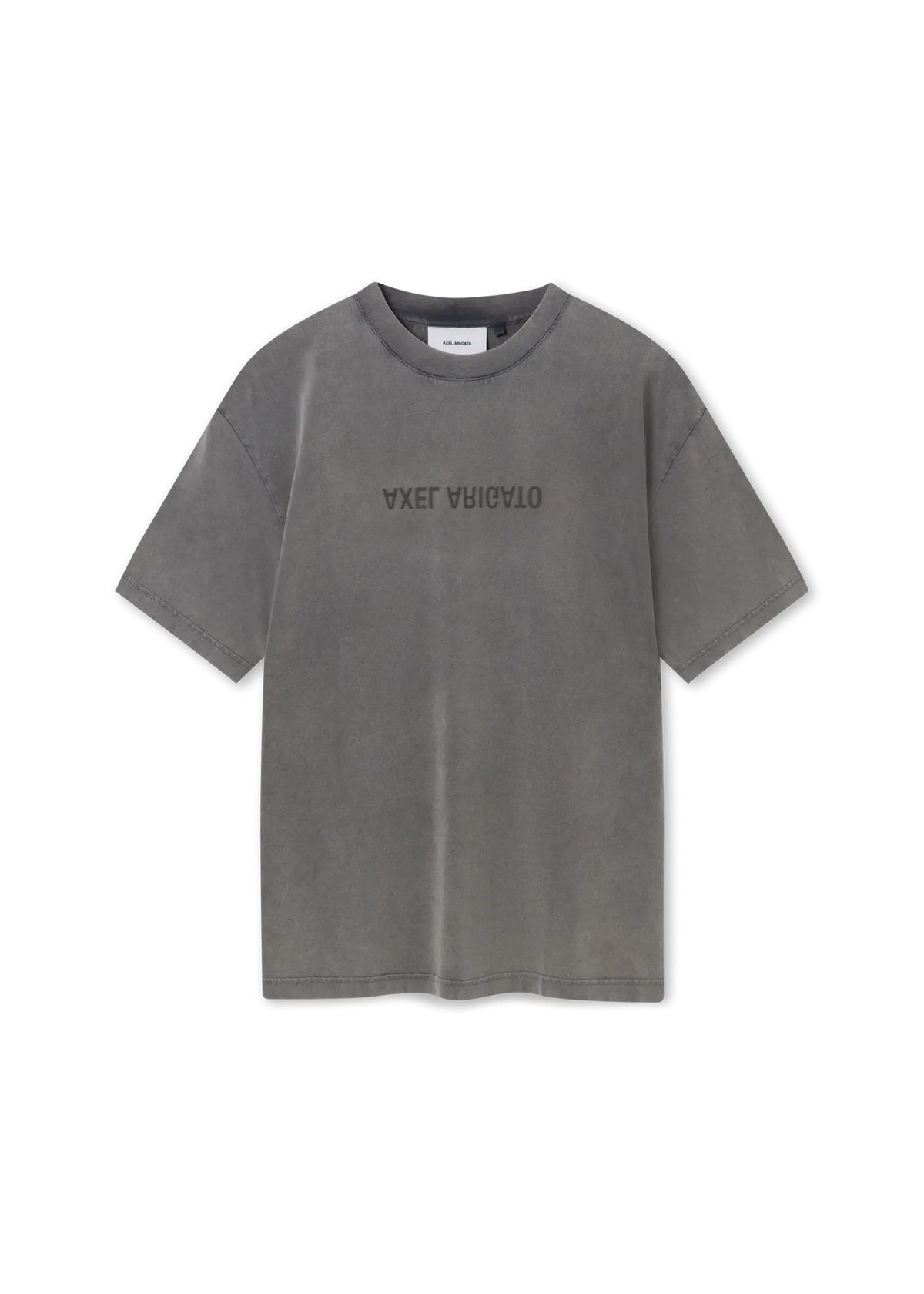 Camiseta Axel Arigato Distort Washed gris acero con branding difuminado en el pecho, vista frontal