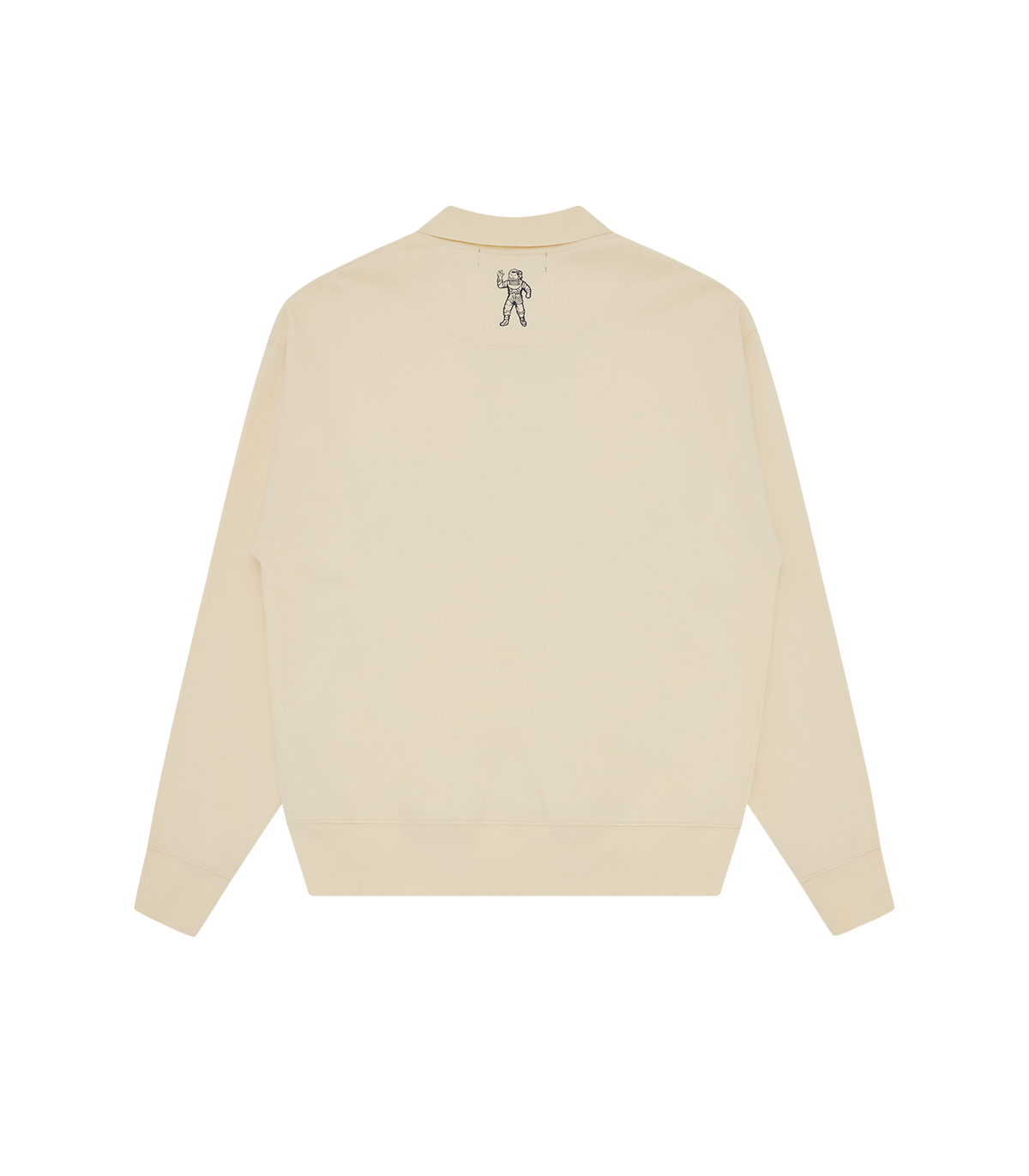 Espalda lisa de la sudadera Billionaire Boys Club Signature Collared color crema con pequeño detalle en la nuca, vista trasera