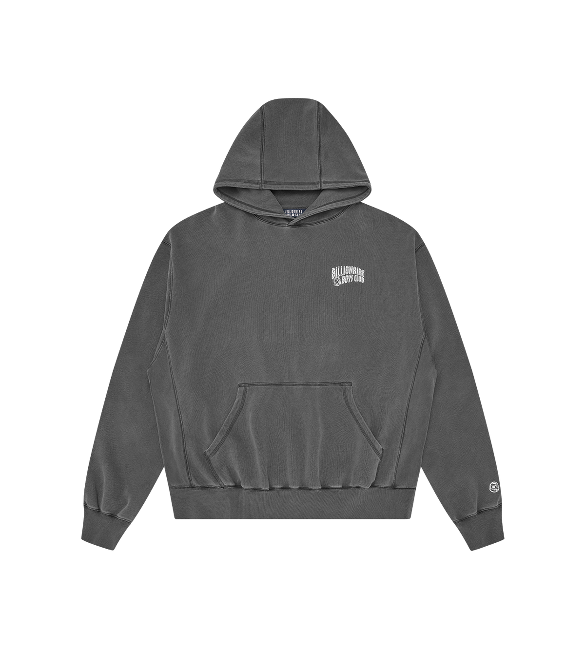 Sudadera con capucha Billionaire Boys Club gris con pequeño logo BILLIONAIRE BOYS CLUB en el pecho, bolsillo, vista frontal