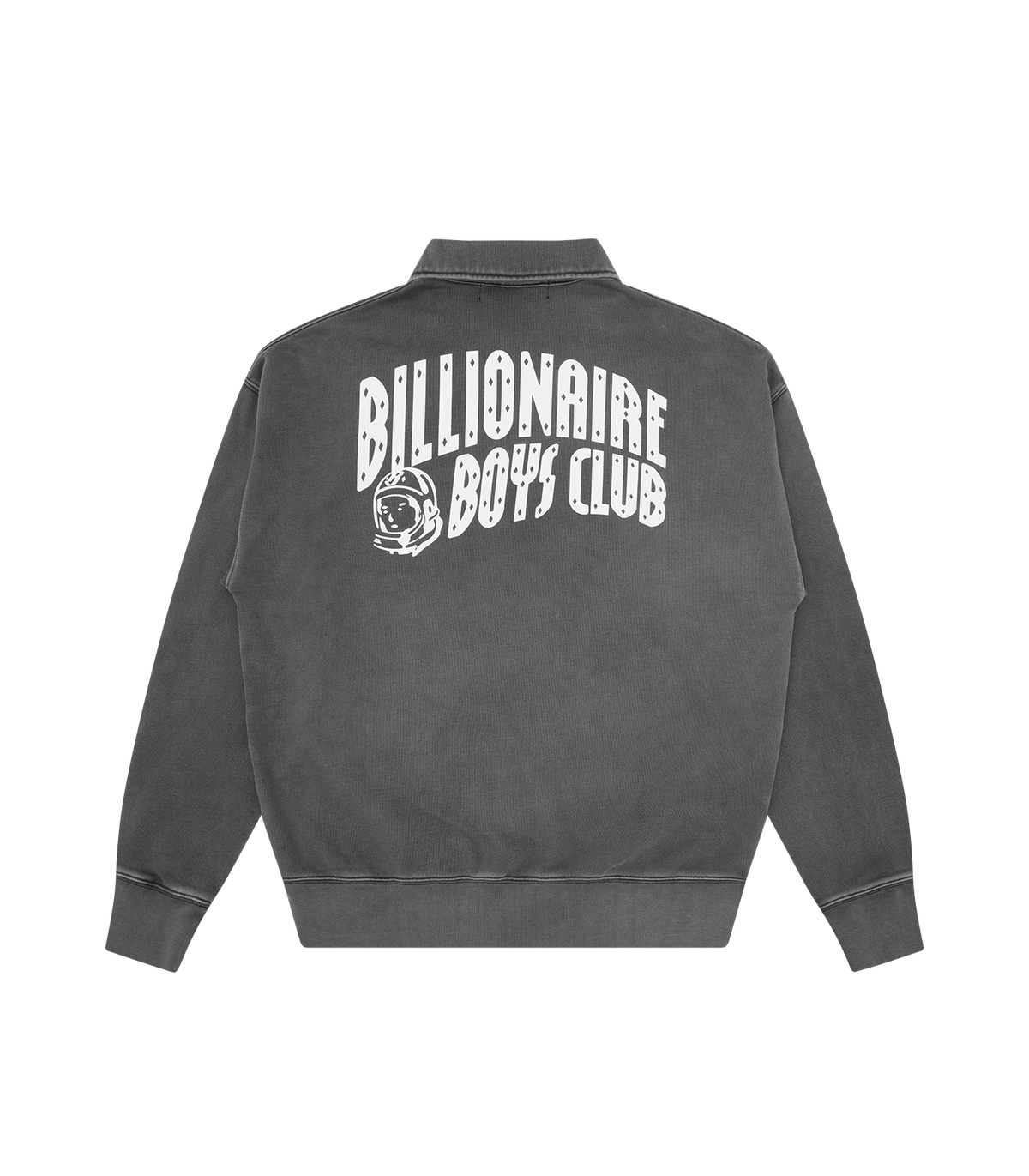 Espalda de la sudadera Billionaire Boys Club gris con logo BILLIONAIRE BOYS CLUB en el centro, vista trasera