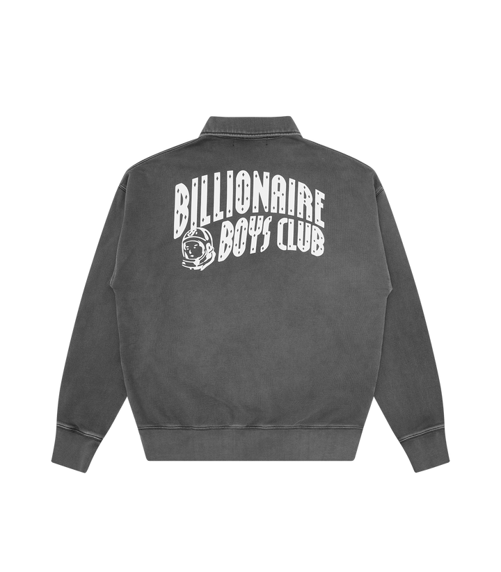 Espalda de la sudadera Billionaire Boys Club gris con logo BILLIONAIRE BOYS CLUB en el centro, vista trasera