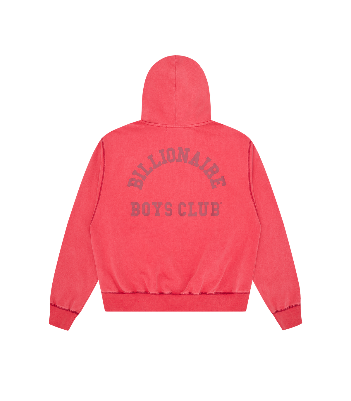 Espalda de la sudadera con capucha y cremallera Billionaire Boys Club roja con logo BILLIONAIRE BOYS CLUB, vista trasera
