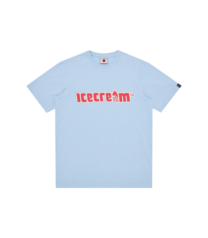 Camiseta ICECREAM Soft Serve azul con el logo icecream en el pecho, vista frontal