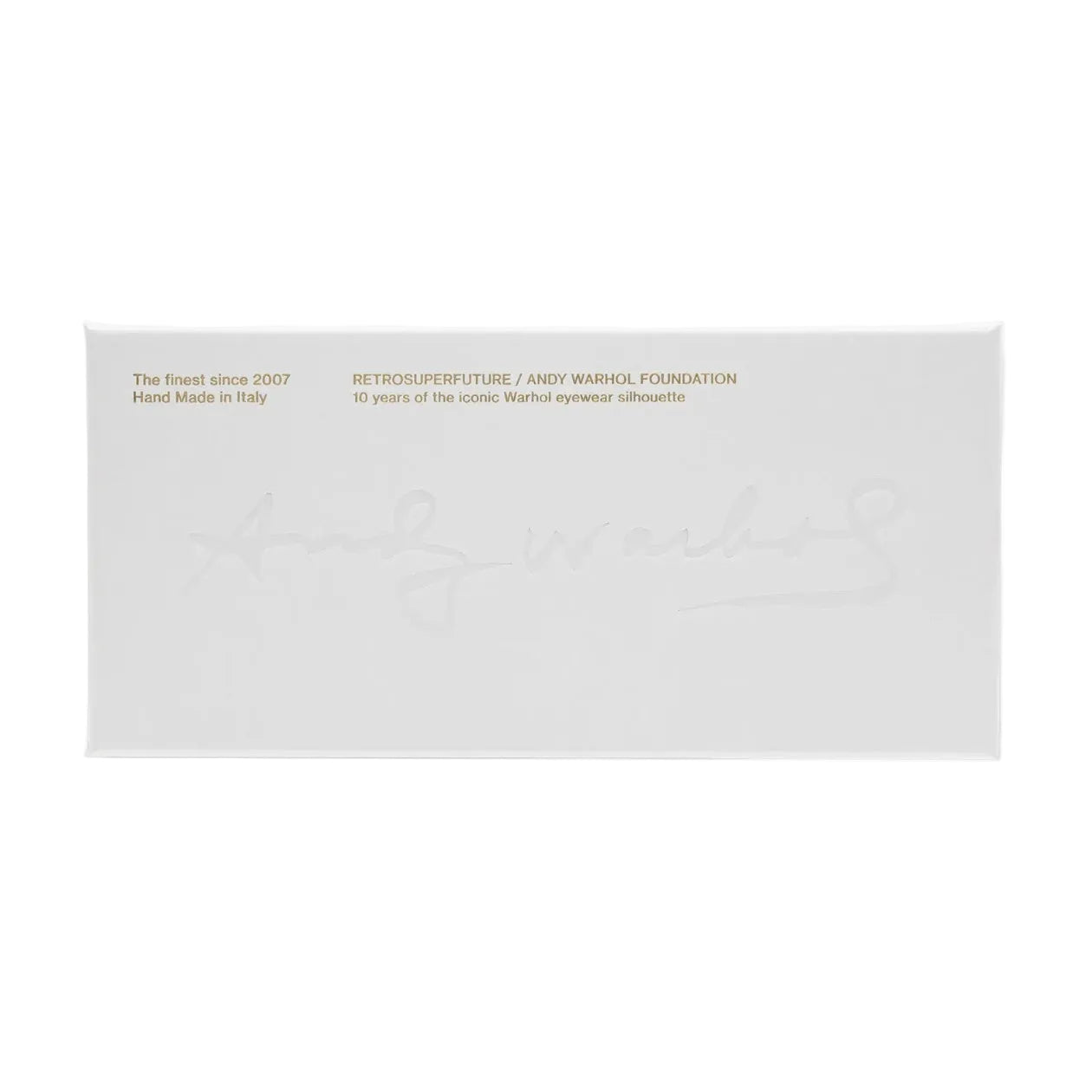 Estuche de las RSF The Warhol Azure con la firma de Andy Warhol y sello de la Andy Warhol Foundation
