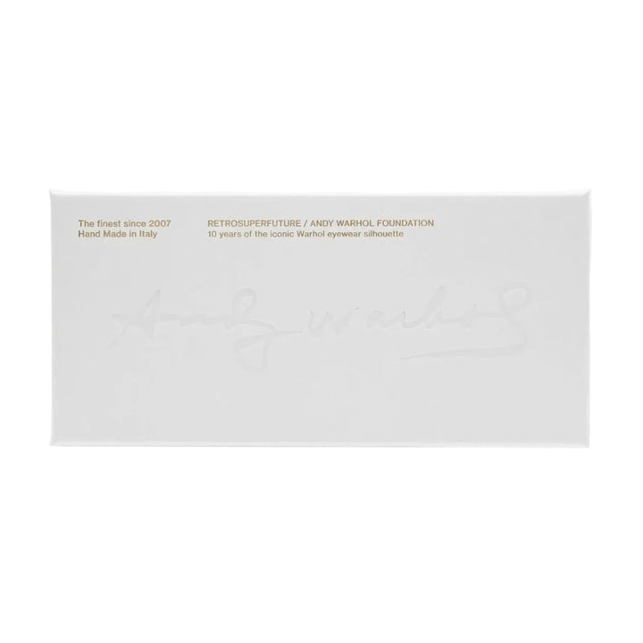 Estuche de las RSF The Warhol Azure con la firma de Andy Warhol y sello de la Andy Warhol Foundation