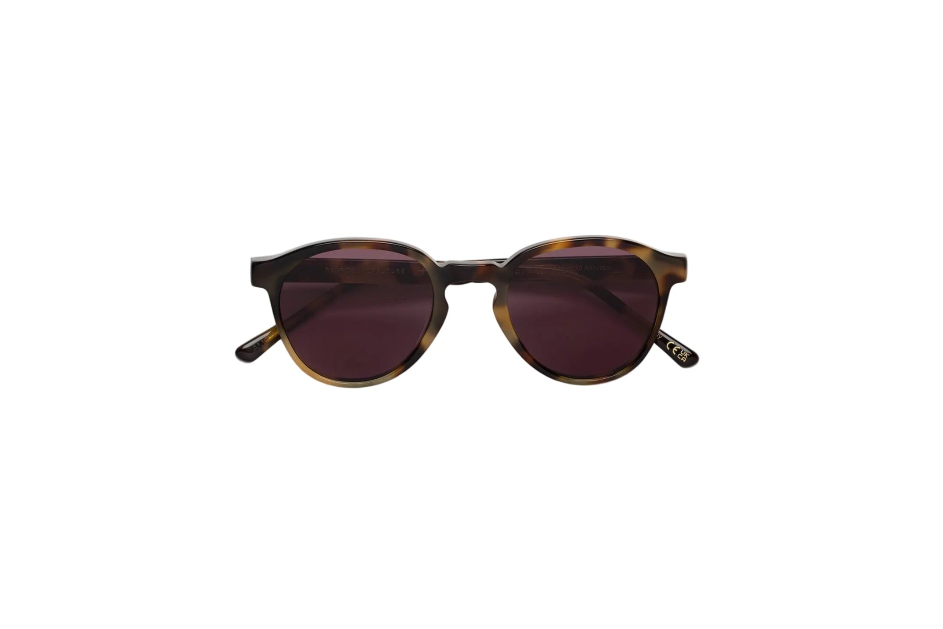 Gafas de sol RSF The Warhol Melanzana con montura de acetato carey y lente morada, vista frontal