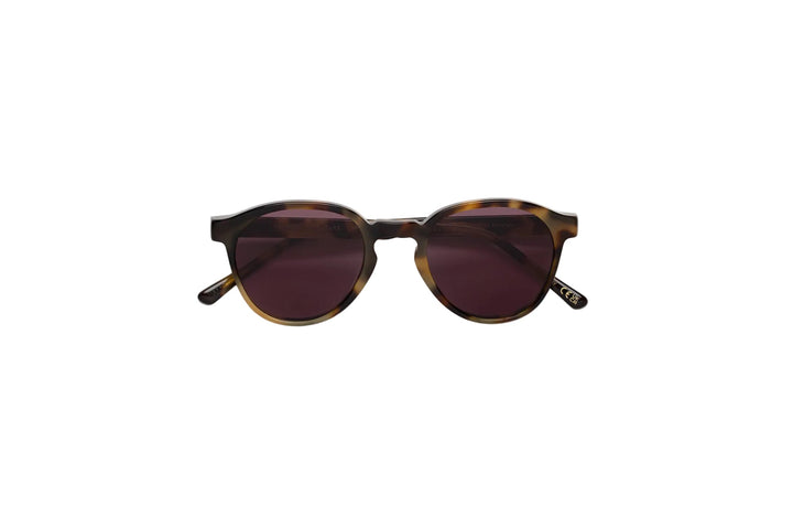 Gafas de sol RSF The Warhol Melanzana con montura de acetato carey y lente morada, vista frontal