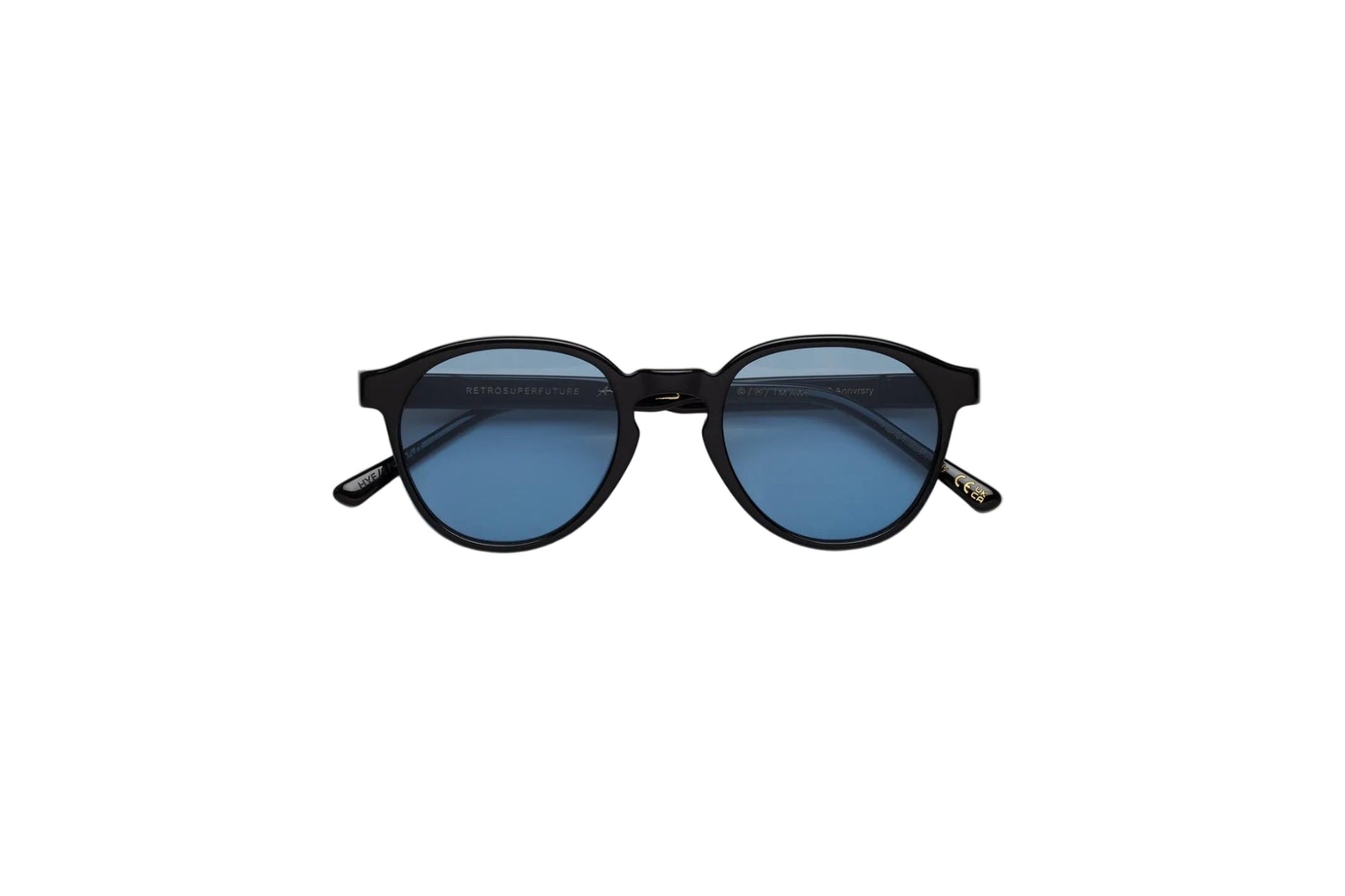 Gafas de sol RSF The Warhol Azure con montura negra y lente azul, vista frontal