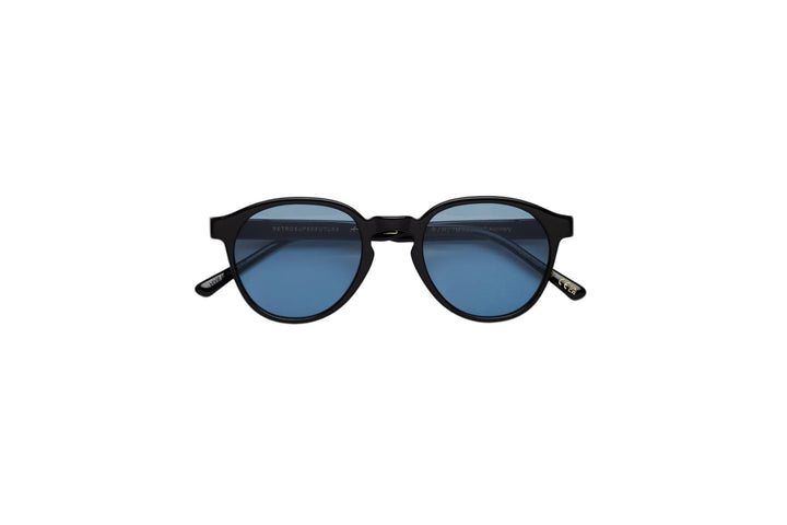 Gafas de sol RSF The Warhol Azure con montura negra y lente azul, vista frontal