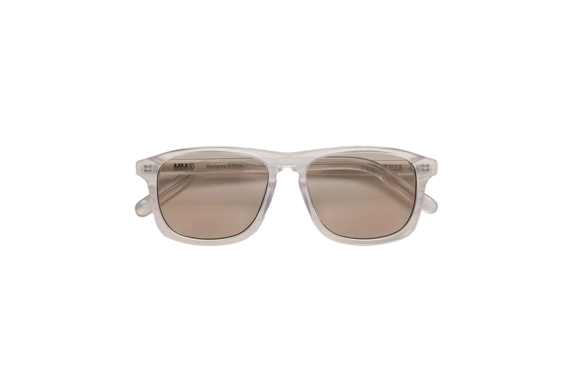 Gafas MM6 Maison Margiela Lunettes 8 blancas, combinan una montura transparente de líneas rectangulares