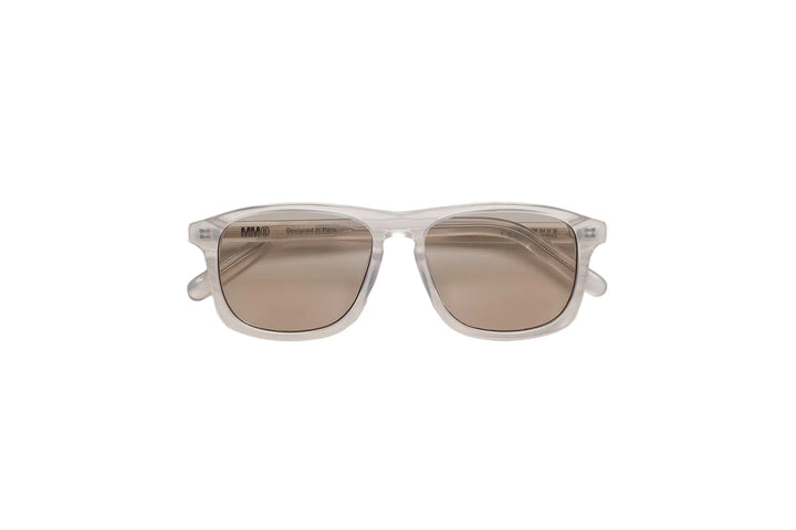 Gafas MM6 Maison Margiela Lunettes 8 blancas, combinan una montura transparente de líneas rectangulares