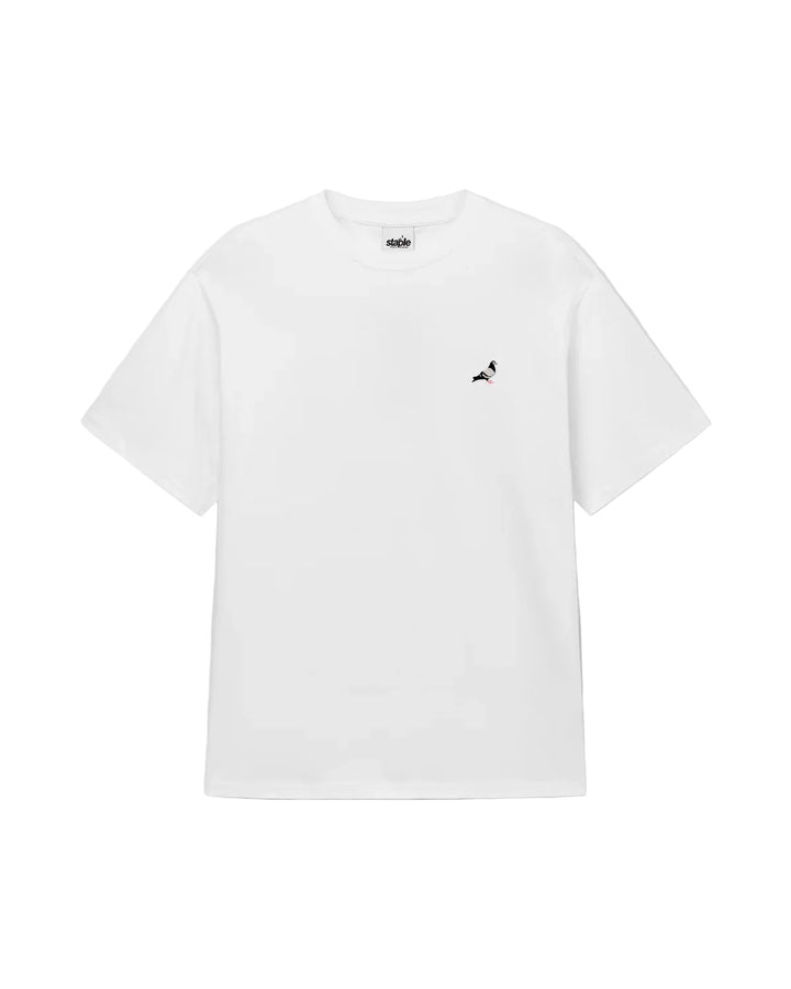Camiseta Staple Emb Pigeon en blanco con logo Pigeon bordado en el pecho