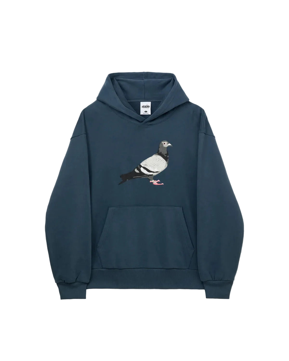 Sudadera con capucha Staple Pigeon Logo azul marino con la paloma bordada en el pecho, vista frontal