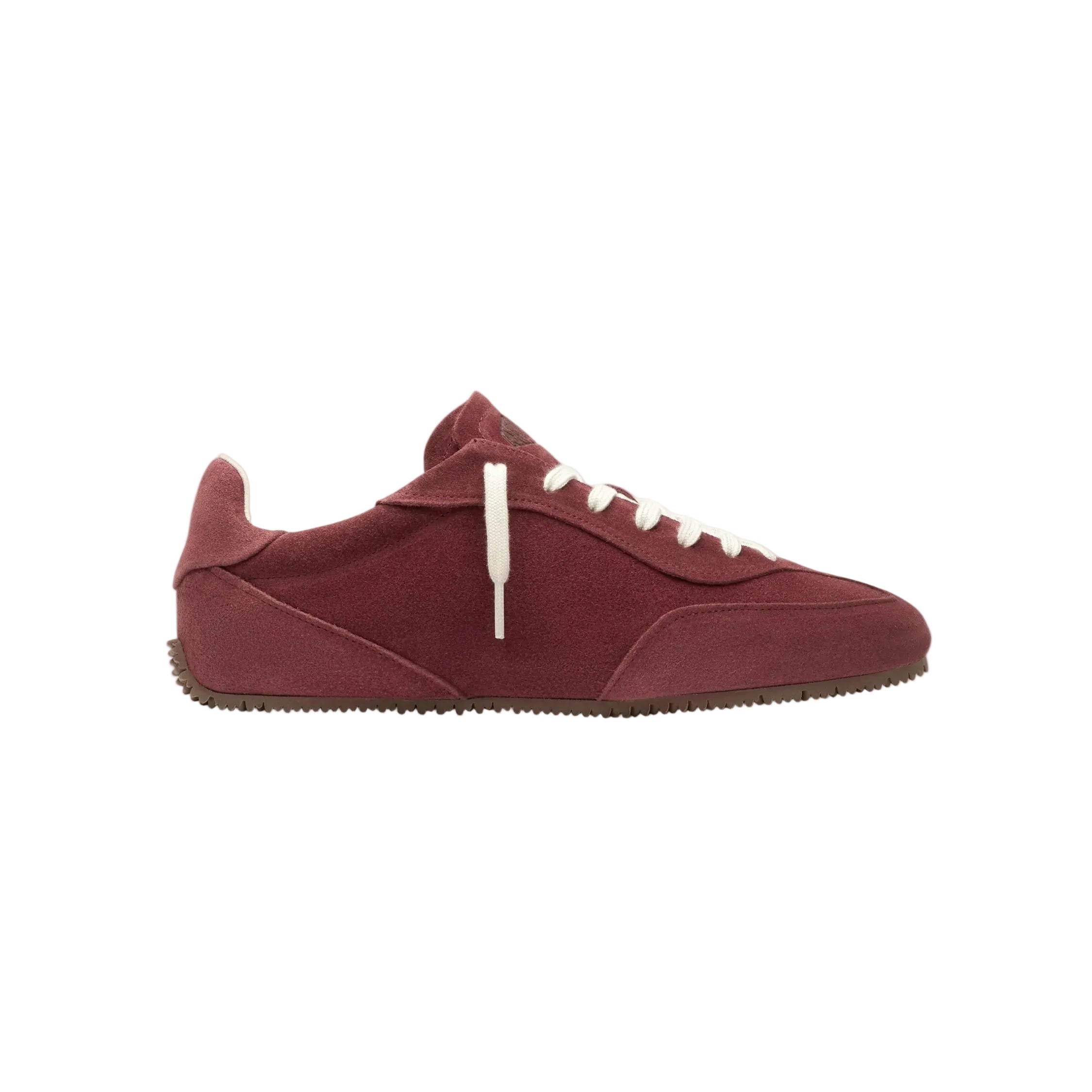 Zapatillas Axel Arigato Daze Runner Dark Red ante rojo oscuro vista lateral cordones blancos