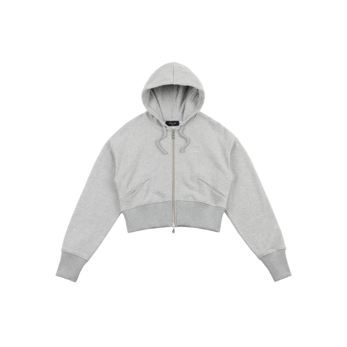 Sudadera Dime Cropped Zip Hoodie en gris jaspeado con cremallera central