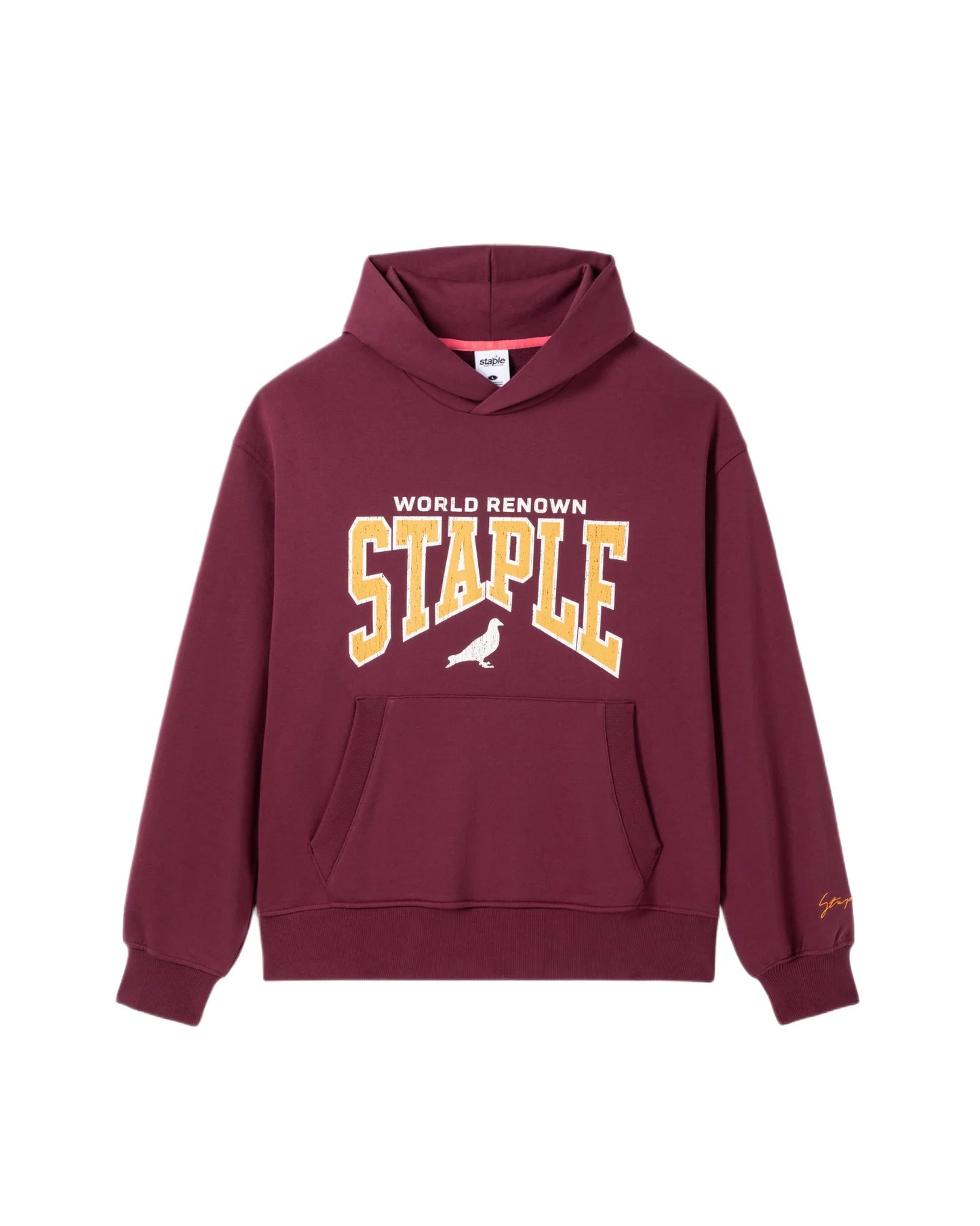 Sudadera Staple Starks color granate regular fit. Print frontal  World renown STAPLE.