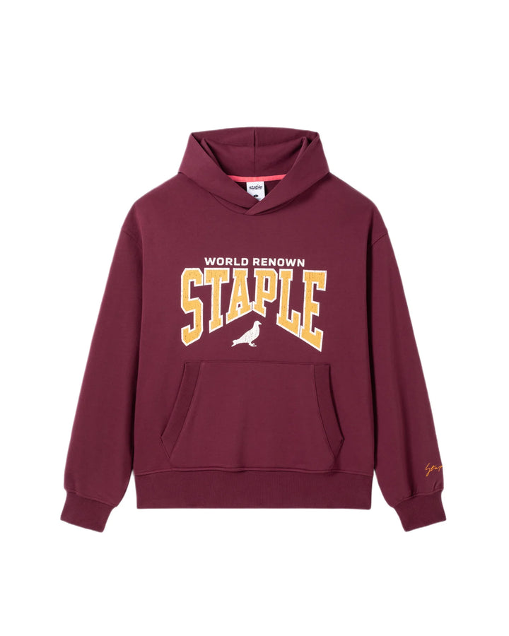 Sudadera Staple Starks color granate regular fit. Print frontal  World renown STAPLE.