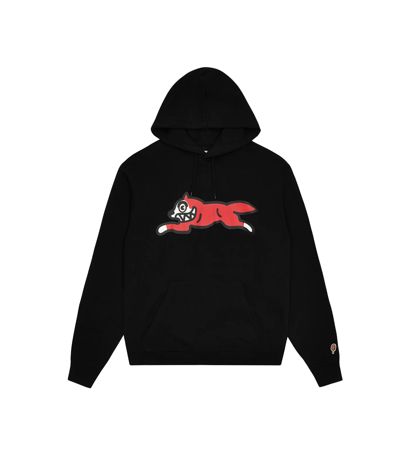 Sudadera Running Dog Black de ICECREAM, print del Running Dog rojo en la parte frontal.