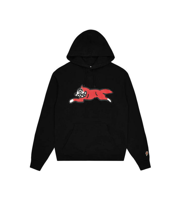 Sudadera Running Dog Black de ICECREAM, print del Running Dog rojo en la parte frontal.