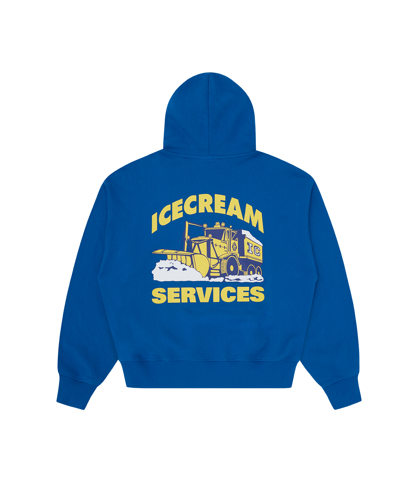 sudadera IC Services de ICECREAM Print serigrafiado IC Services en la espalda y en el pecho.