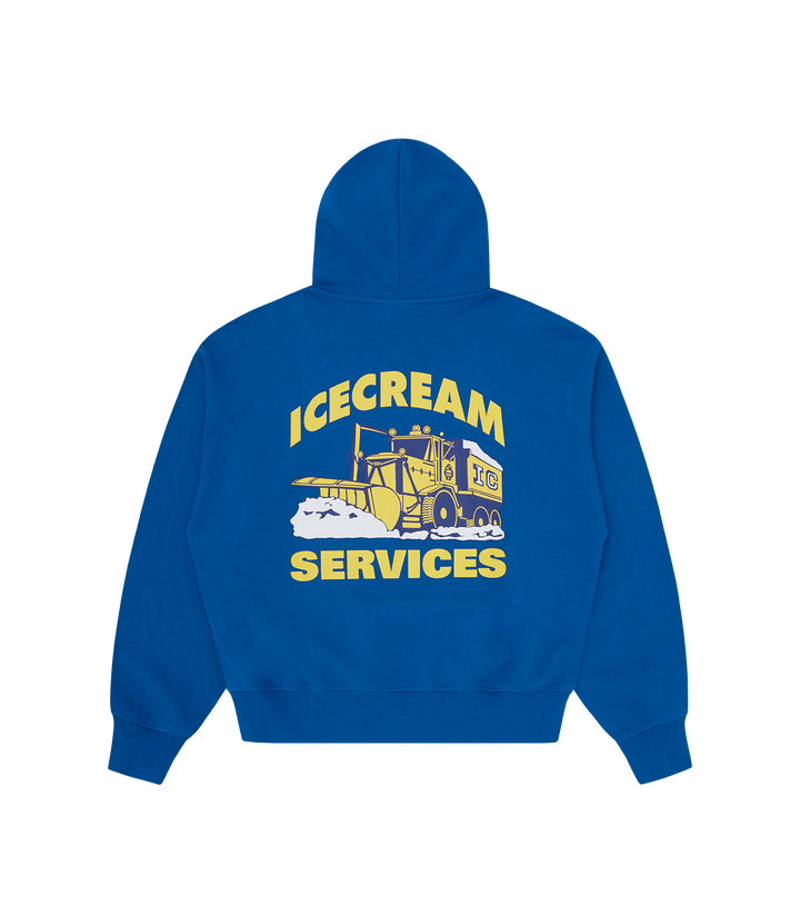 sudadera IC Services de ICECREAM Print serigrafiado IC Services en la espalda y en el pecho.