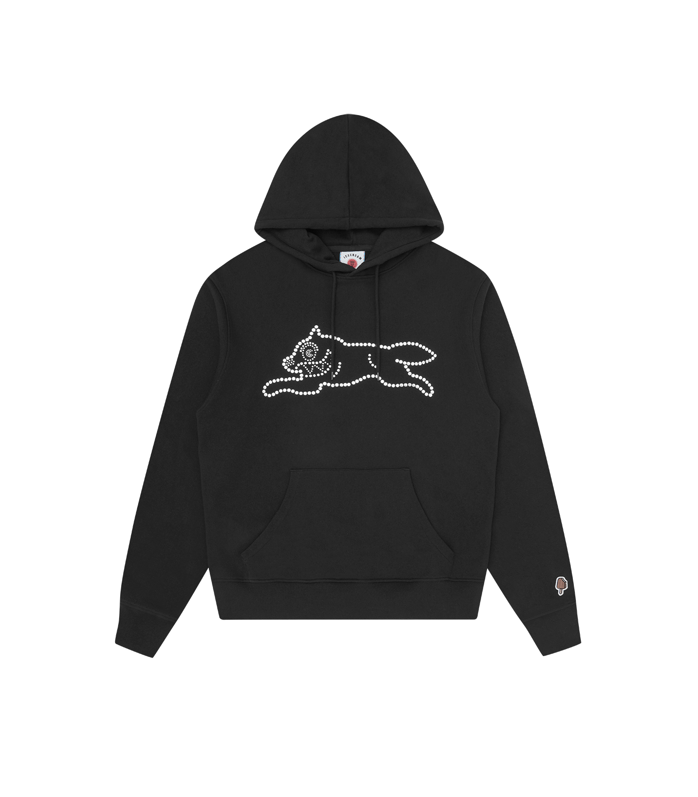 Sudadera Crystal Running Dog Black de ICECREAM pieza decorada con cristales (rhinestones).