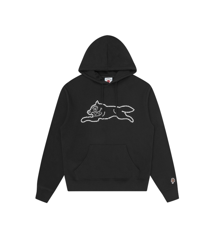 Sudadera Crystal Running Dog Black de ICECREAM pieza decorada con cristales (rhinestones).