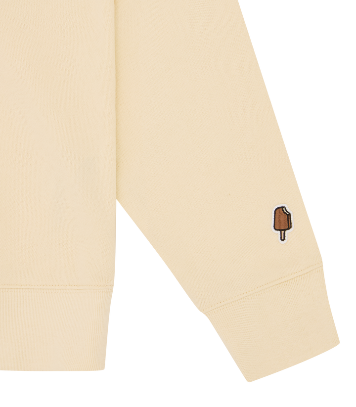 Detalle de la manga de la sudadera ICECREAM Waitress ecru con el bordado polo