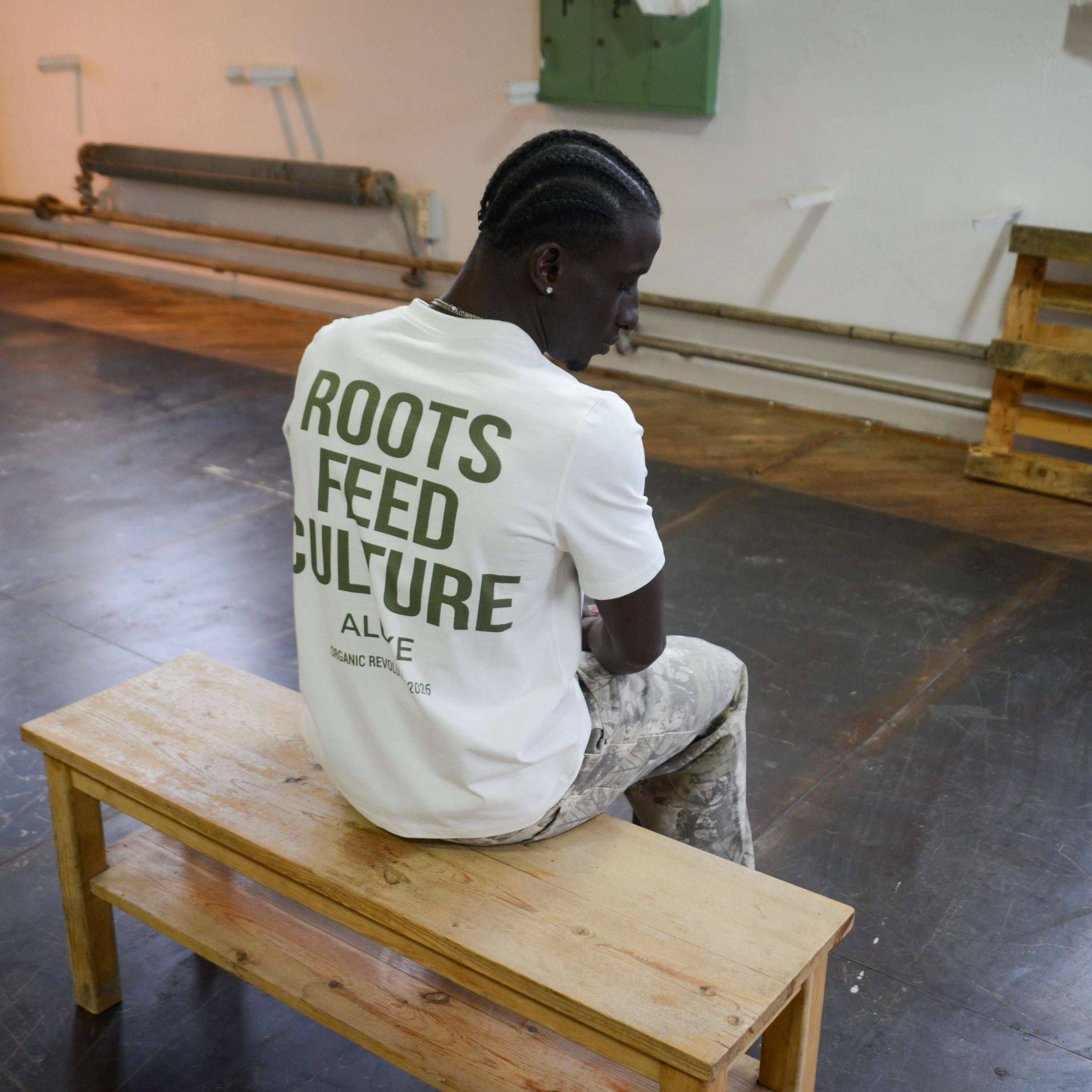 Camiseta Aluxe Roots Feed Culture Blanca