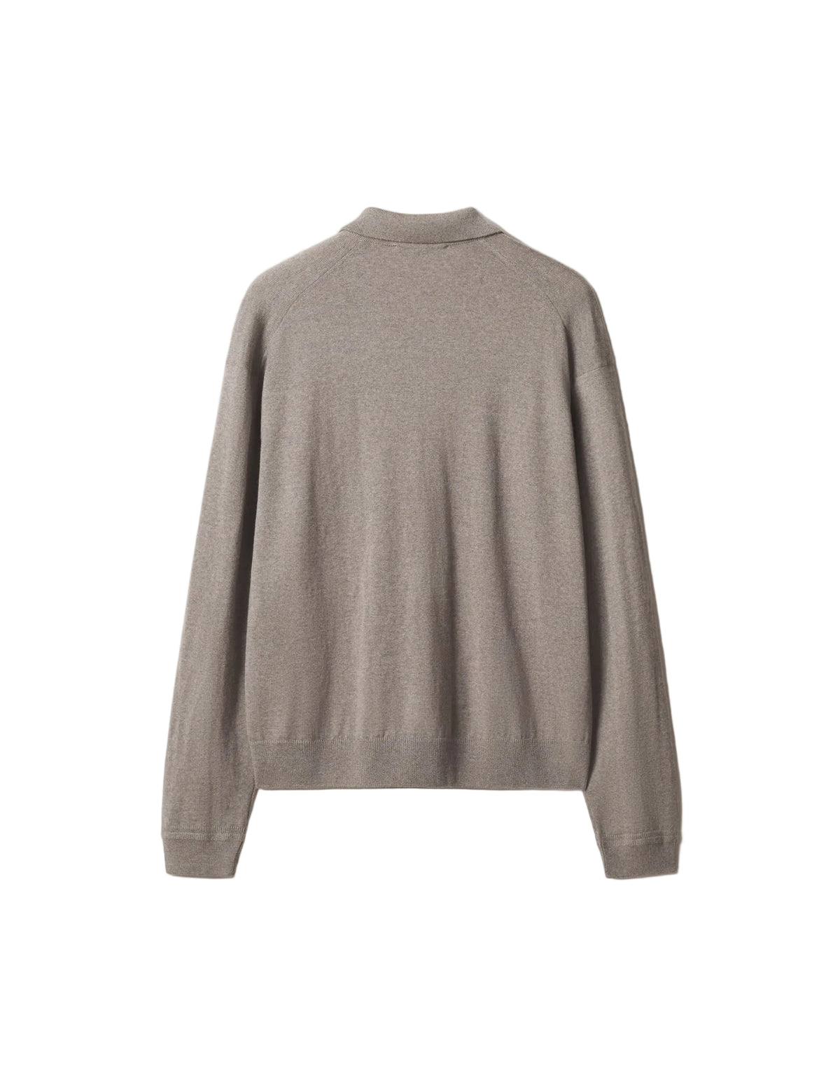 Espalda lisa del polo de punto Maison Kitsuné beige de manga larga, vista trasera