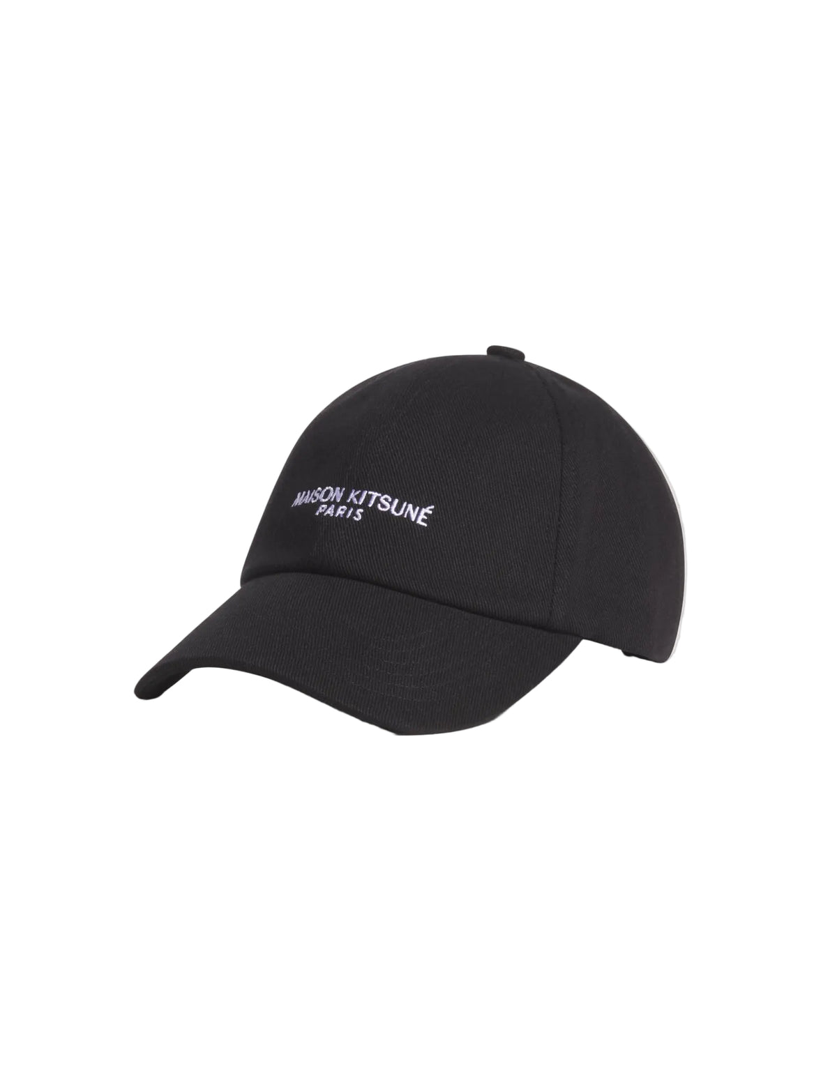 Gorra Maison Kitsuné Paris negra, vista tres cuartos frontal