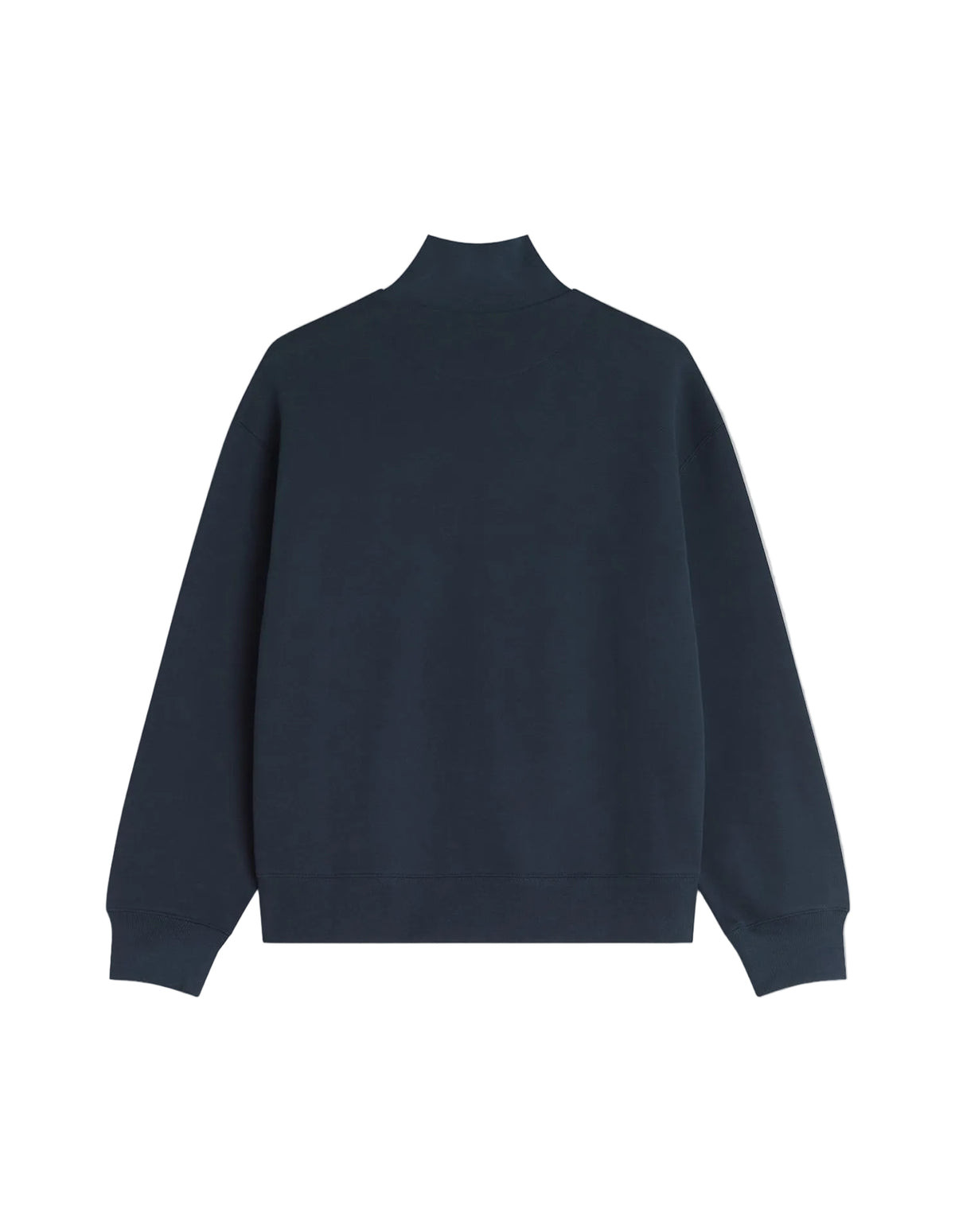 Espalda lisa de la sudadera Maison Kitsuné Fox Head Half-Zip azul marino con cuello alto, vista trasera