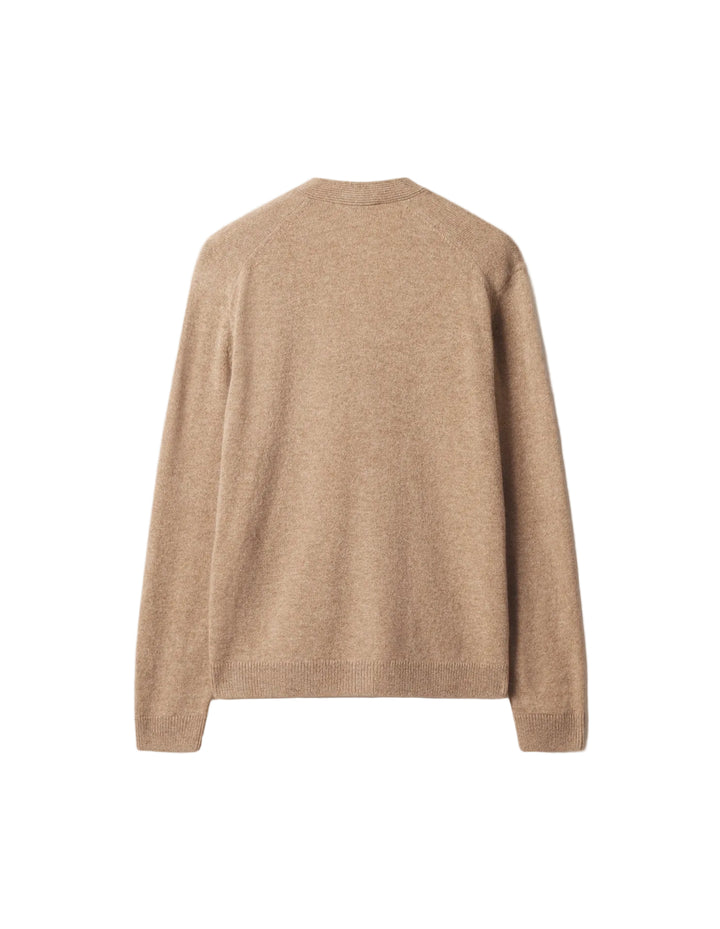 Espalda lisa del cárdigan Maison Kitsuné Fox Head Lambswool en beige, vista trasera