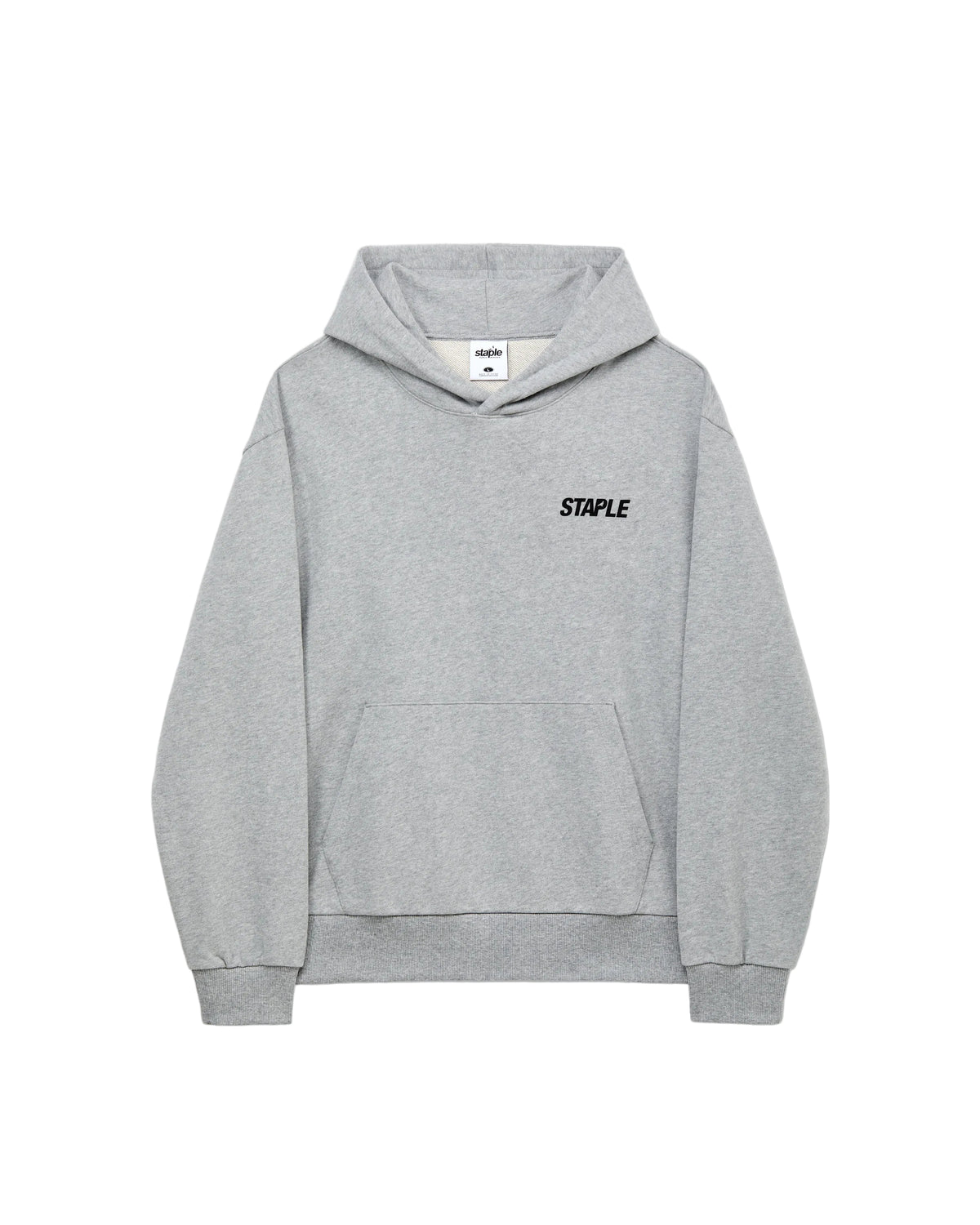 Sudadera con capucha Staple Pigeon Sport gris jaspeado con logo Staple en el pecho, vista frontal