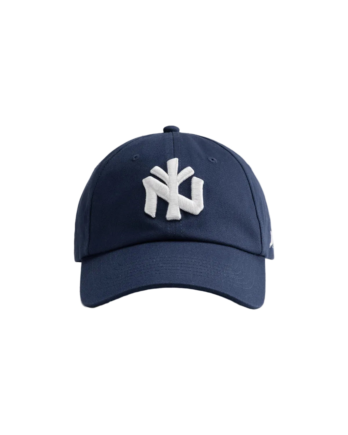 Gorra Staple NY Dad Cap azul marino con el logo NY bordado en blanco, vista frontal