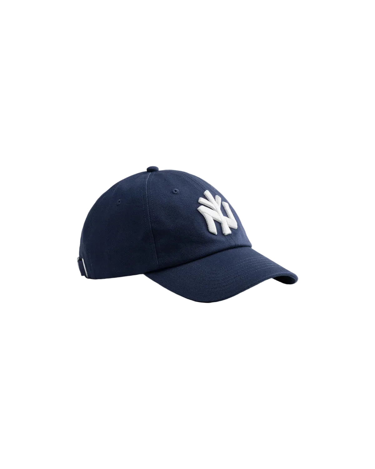 Gorra Staple NY Dad Cap azul marino vista de perfil, con visera curva