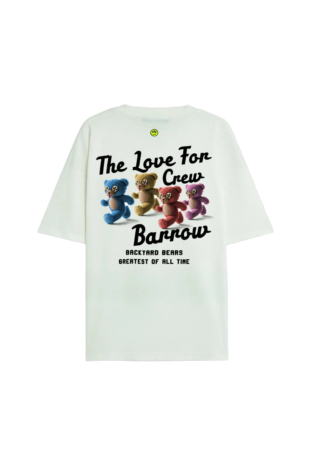 Camiseta Barrow The Love For Crew Graphic blanca con logotipo en el pecho y gráfico de osos en la espalda